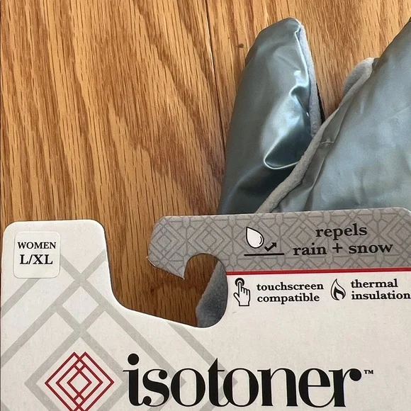 New! Isotoner women’s L/XL Blue  snow/rain repellent fleece lined gloves. - Picture 4 of 8